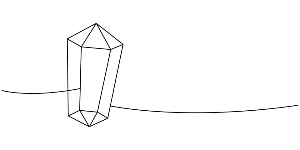 Mystical gem one line continuous drawing. Magic gem stone. Vector illustration Stock Illustration