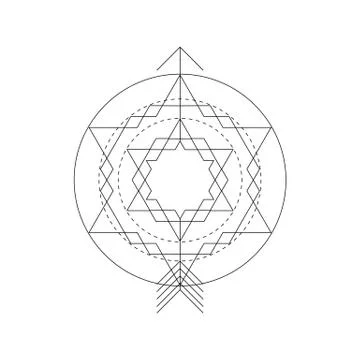 Mystical geometry symbol. Linear alchemy, occult, philosophical sign. For mus Stock Illustration