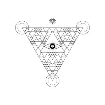 Mystical geometry symbol. Linear alchemy, occult, philosophical sign. For mus Stock Illustration