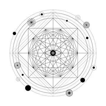 Mystical geometry symbol. Linear alchemy, occult, philosophical sign. Stock Illustration