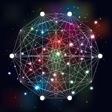 Mystical geometry symbol on space background. Stock Illustration