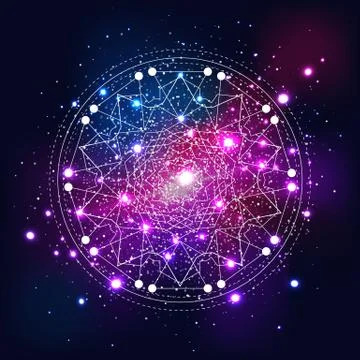 Mystical geometry symbol on space background. Stock Illustration