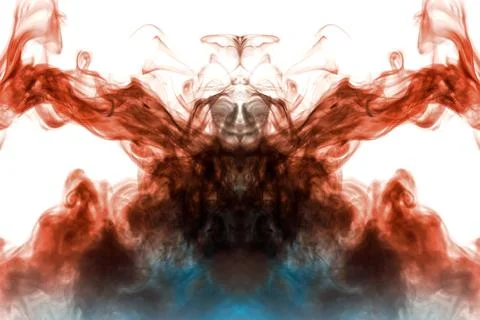 Mystical ghostly smoke pattern on a white background depicting several abstra Foto stock