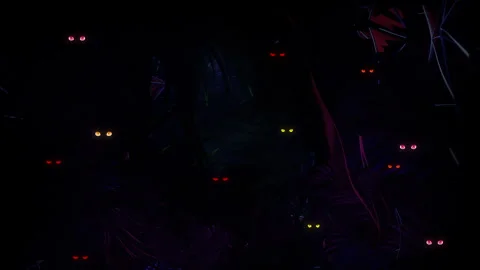 Mystical Glowing Eyes In Dark Jungle Vídeo Stock 335225732