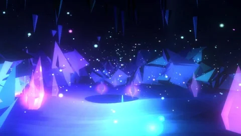Mystical glowing particles drift through a dark forest with vibrant neon li.. 스톡 동영상 346532815