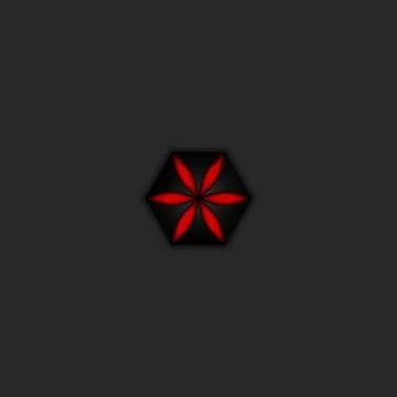 Mystical gradient red logo flower, black bewitching sacred geometry floral em Stock Illustration