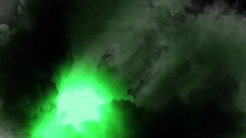 Mystical Green Light Diagonal Movement and Dense Smoke Turbulence Seamless Loop Stock Footage 259211674