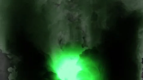Mystical Green Light Vertical Movement and Dense Smoke Turbulence Seamless Loop Stock Footage 259211672