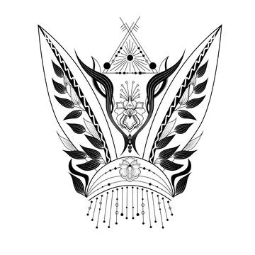 Mystical items icon. Esoteric, boho mystical hand drawn elements. Magic and w Stock Illustration