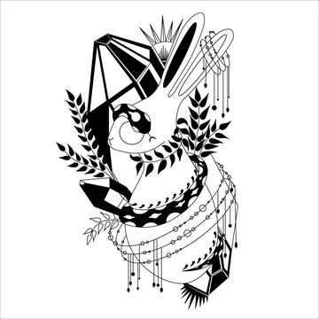 Mystical items icon. Esoteric, boho mystical hand drawn elements. Magic and w Illustrazione stock