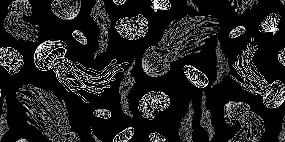 Mystical jellyfish pattern vector seamless pattern rapport Illustrazione stock