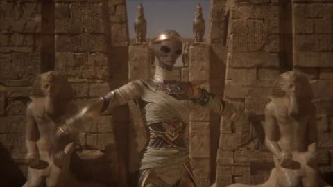 Mystical lights surround the alien queen's cosmic rituals Stock Footage 292965519