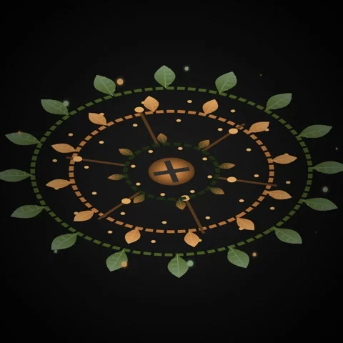 Mystical Mandala with Leaves and Plus Symbol - Spiritual and Natural Design Stock Footage 346283588