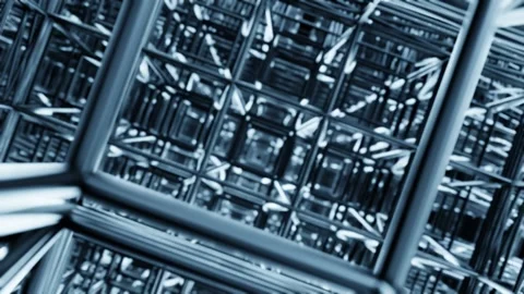 Mystical metal frames intertwine in an endless dance of shapes and patterns Stock Footage 294025839