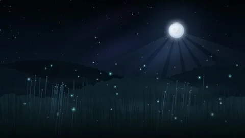 Mystical night scene with full moon shining Stockbeeldmateriaal 344044217