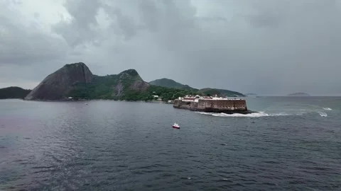 Mystical Ocean Coastline on a Cloudy Day Stock Footage 296428065