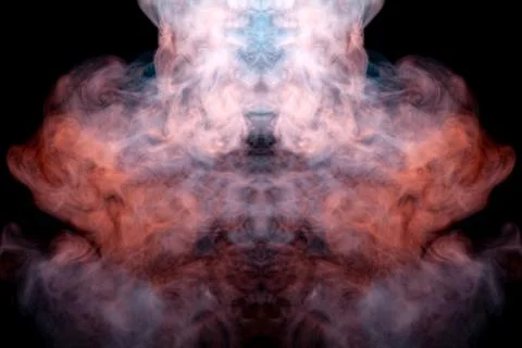 A mystical pattern of colored smoke of red and white in the shape of a ghost' Stock Photos
