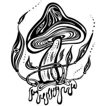 Mystical Psychedelic mushroom Stock Illustration