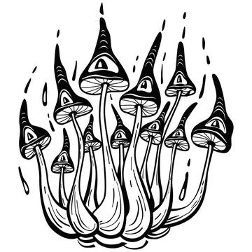 Mystical Psychedelic mushroom Stock Illustration