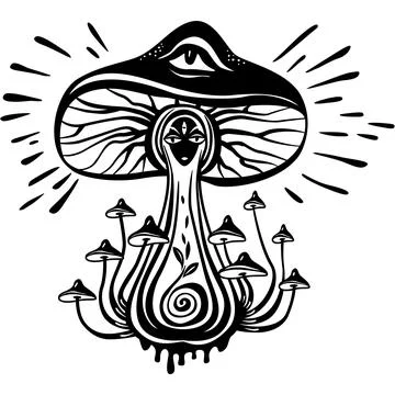 Mystical Psychedelic mushroom Stock Illustration
