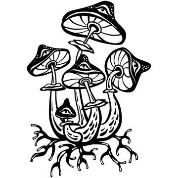 Mystical Psychedelic mushroom Stock Illustration