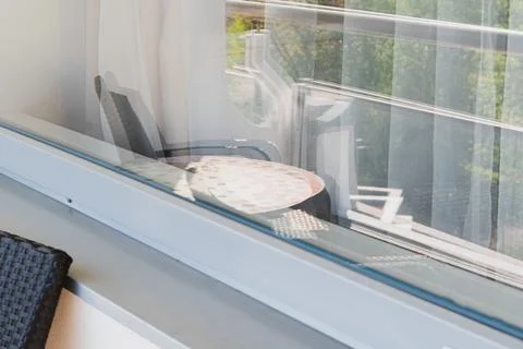 Mystical reflection in hotel windows. Window reflection. Stock Photos