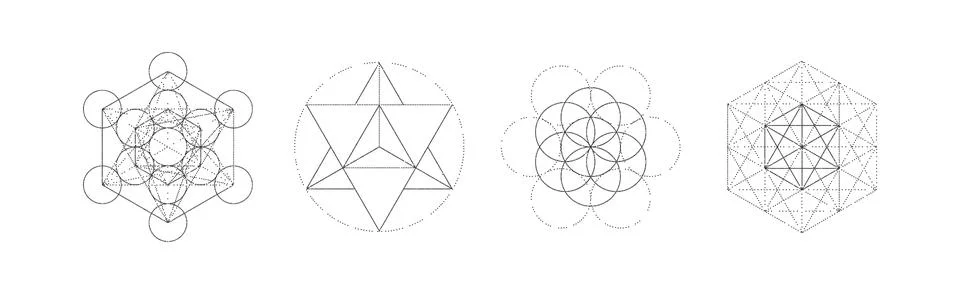 Mystical sacred geometry vector symbos set. Spirituality, harmony Stock Illustration