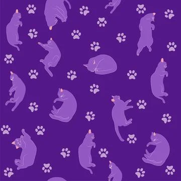Mystical seamless pattern of cats in boho style, silhouette collection 스톡 일러스트