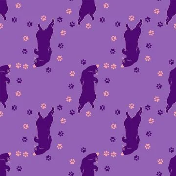 Mystical seamless pattern of cats in boho style, silhouette collection. Esote Illustrazione stock