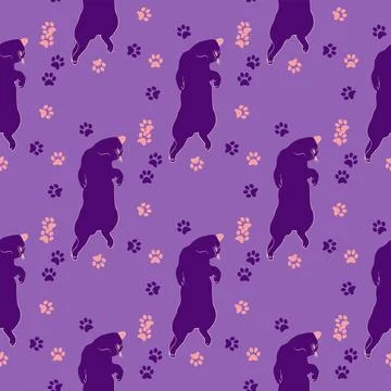 Mystical seamless pattern of cats in boho style, silhouette collection. Esote Illustrazione stock