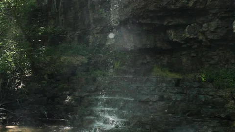 Mystical Stone Steps Under Waterfall Ancient Gateway Portal Video stock 106675152