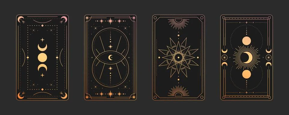 Mystical tarot frame designs with celestial symbol Stock Illustration