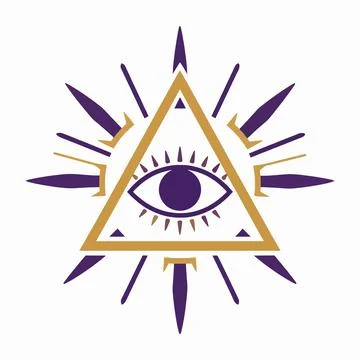 Mystical Third Eye Vector Illustration, Minimalist Sacred Geometry Triangle.. Illustrazione stock