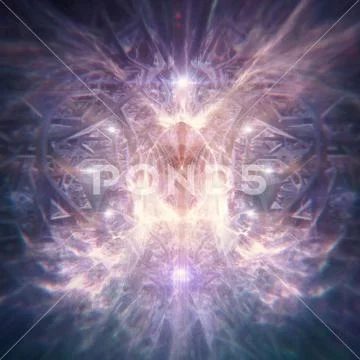Mystical Transcendent Entity in Purple Holding a Portal Surrounded by Stars Stock Photos