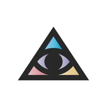 Mystical triangle eye logo with modern flat design, colorful triangular geo.. Stock Illustration