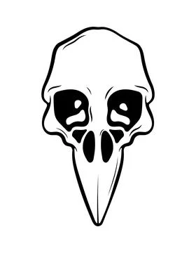 Mystical vector illustration. Crow skull white background Hand drawn bird skull Illustrazione stock