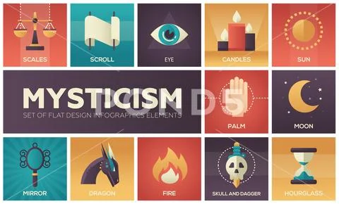 Mysticism - set of flat design infographics elements Stock Illustration