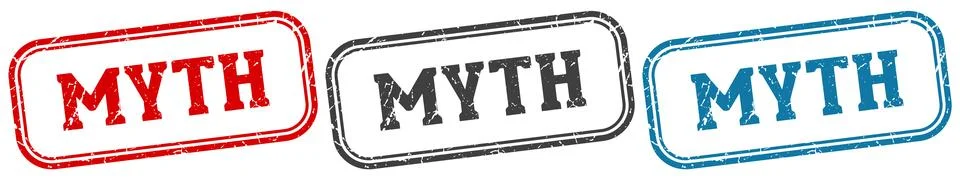 Myth stamp. myth rectangular stamp set isolated on white background Stock Illustration