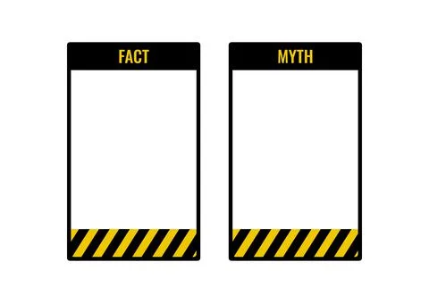 Myth vs fact check list vector set. Stock Illustration