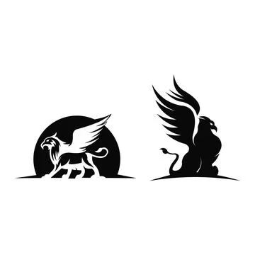 Mythical creature eagle-headed lion beast Stock Illustration