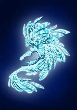 Mythical glowing cute creature on dark background Stock-Illustration