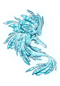 Mythical glowing cute creature on a light background Stock Illustration