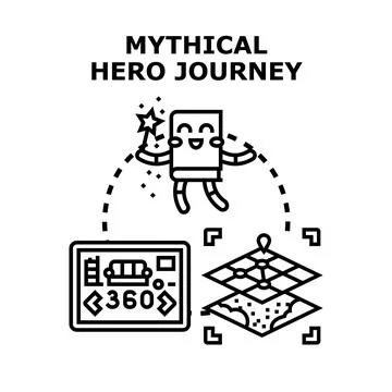 Mythical hero journey virtual reality concept Stock Illustration