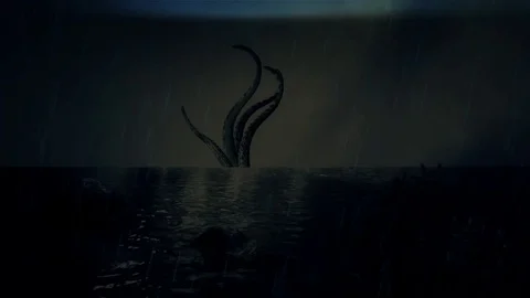 Mythical Kraken Giant Squid Tentacles Stock Footage