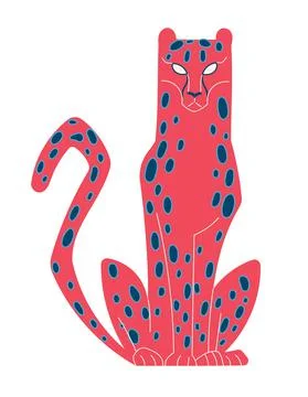 Mythical leopard, mystical character wild fairy tale animal. Stock Illustration