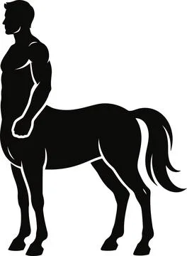 Mythological centaur silhouette with human torso and horse body profile. Stock Illustration