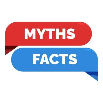 Myths versus facts concept shown with speech bubbles Illustrazione stock