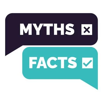 Myths versus facts speech bubbles showing true or false information Stock Illustration