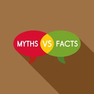 Myths versus facts speech bubbles venn diagram concept Stock Illustration