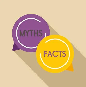 Myths versus facts speech bubbles comparing information Stock Illustration